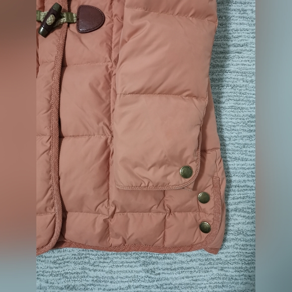 Coral puffer jacket with rabbit hair collar - Picture 5 of 6